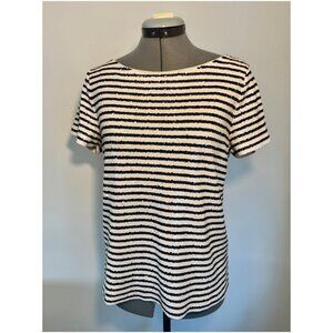 J. Crew Sequin Stripe Top - Ivory & Black - M